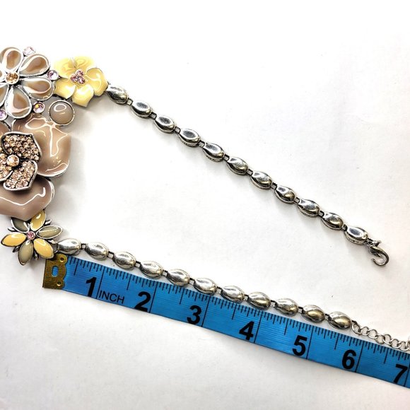 Floral Necklace Enamel Statement Necklace and Earrings Set - Picture 10 of 14